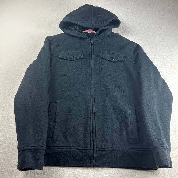 Vintage Tony Hawk Skate Full Zip 2 Pocket Jacket Large Hooded Fleece Lined Black - Picture 1 of 6